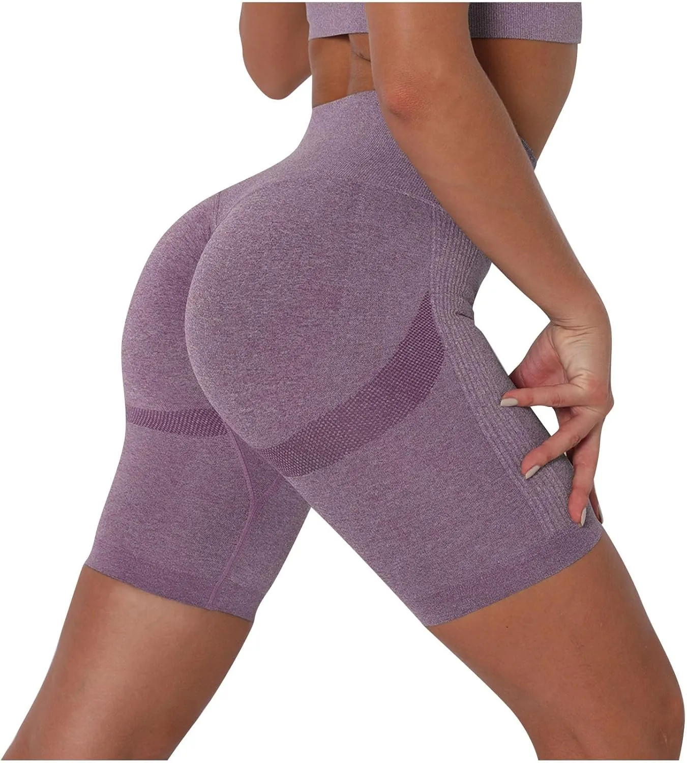 Yoga Shorts Women Tummy Control Butt Lifting Workout Fitness Shorts High Waisted Textured Running Compression Pants