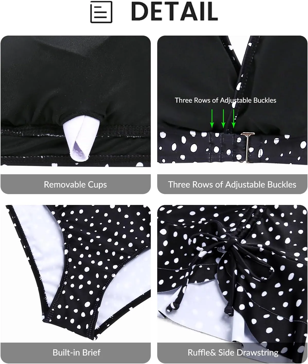 Yonique Womens High Waisted Bikini with Skirt Two Piece Swimsuit with Tummy Control Halter Bathing Suit