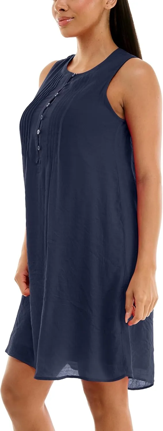 Zac & Rachel Women's Sleeveless Slub Dress with Front Pintucking Detail