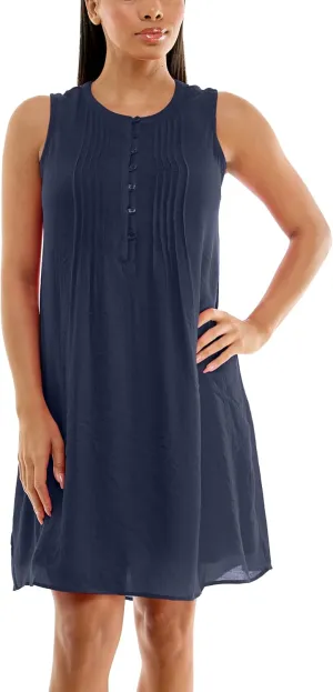 Zac & Rachel Women's Sleeveless Slub Dress with Front Pintucking Detail