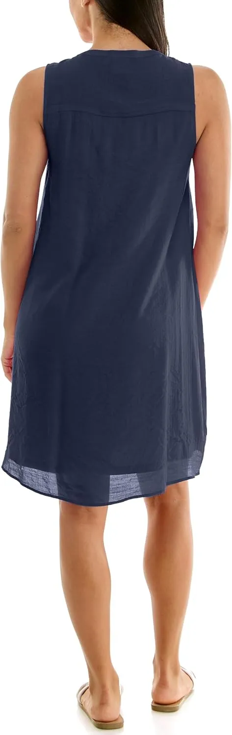 Zac & Rachel Women's Sleeveless Slub Dress with Front Pintucking Detail