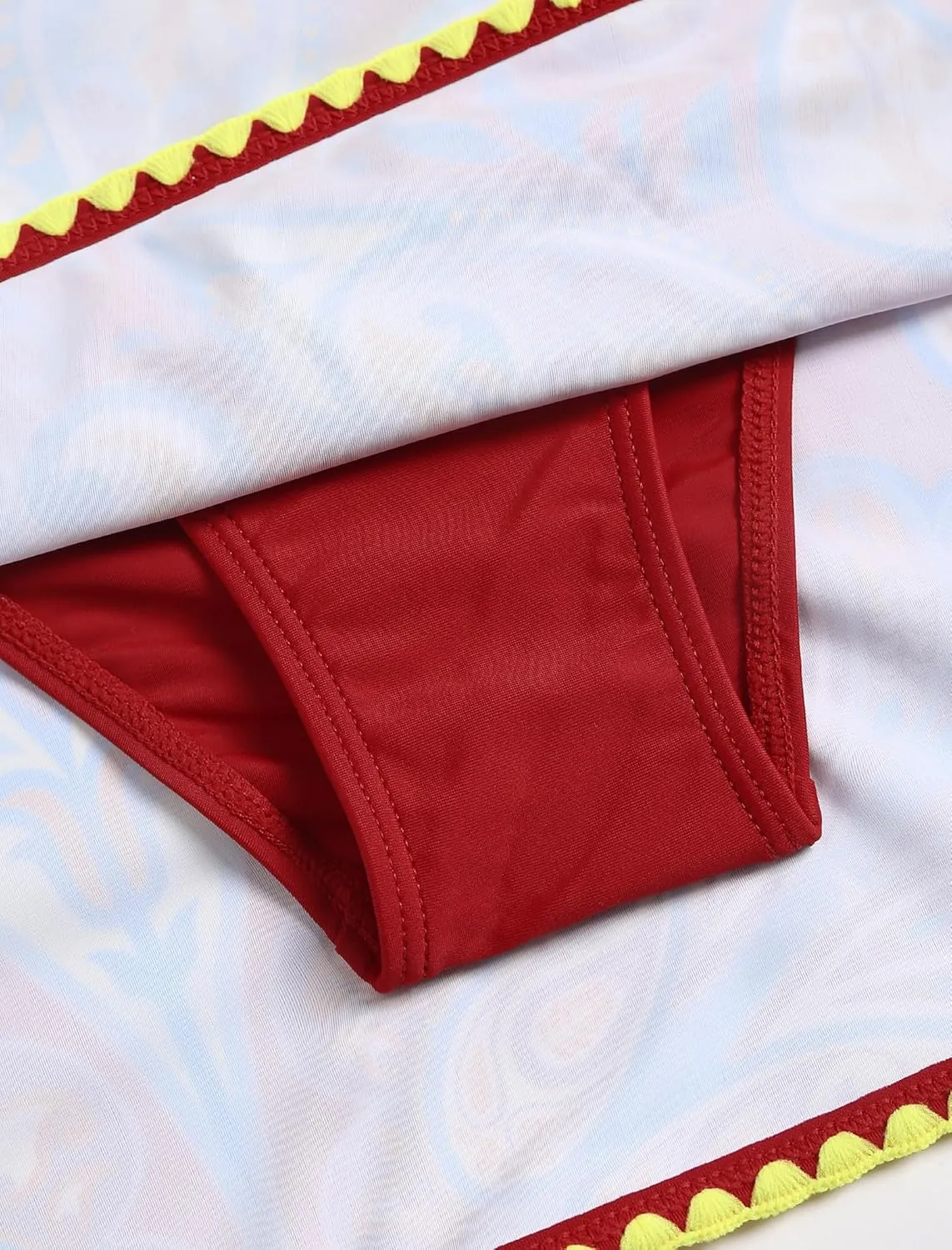 ZAFUL Women's High Waisted Bikini with Skirt Whip Stitch 2 Piece Swimsuits Tummy Control Bathing Suit