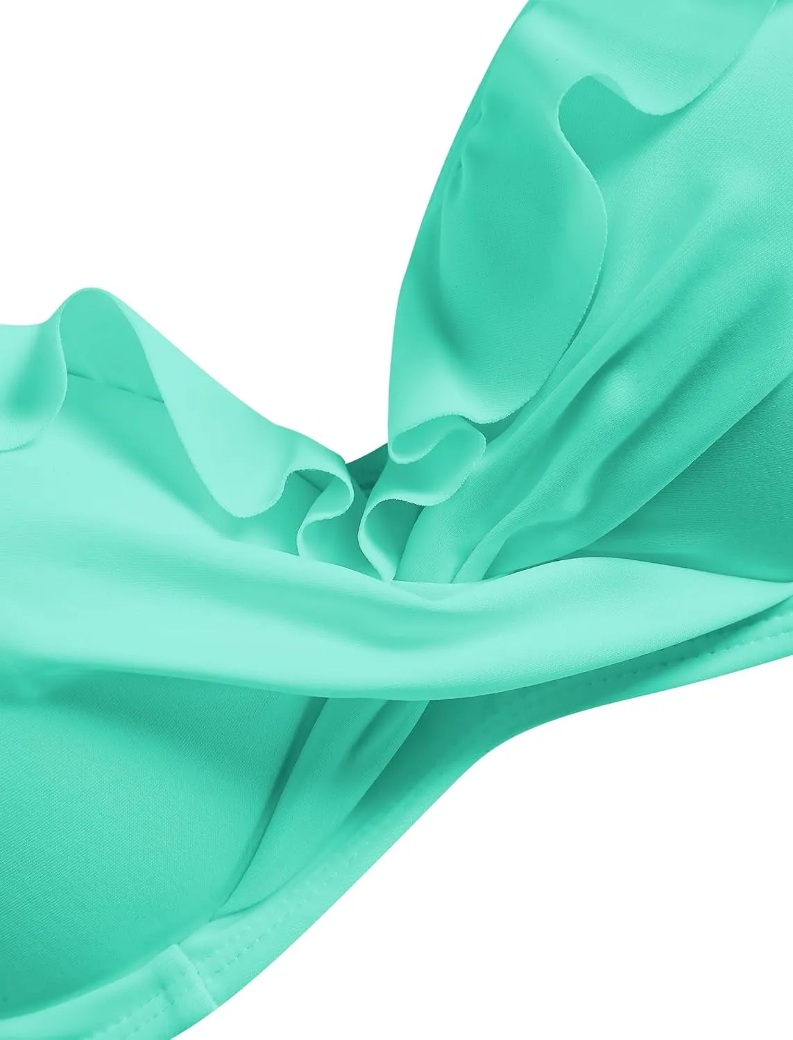 ZAFUL Women's Push Up Bikini with Ruched Skirt Ruffle Trim Low Waisted 2 Piece Swimsuit Bathing Suit