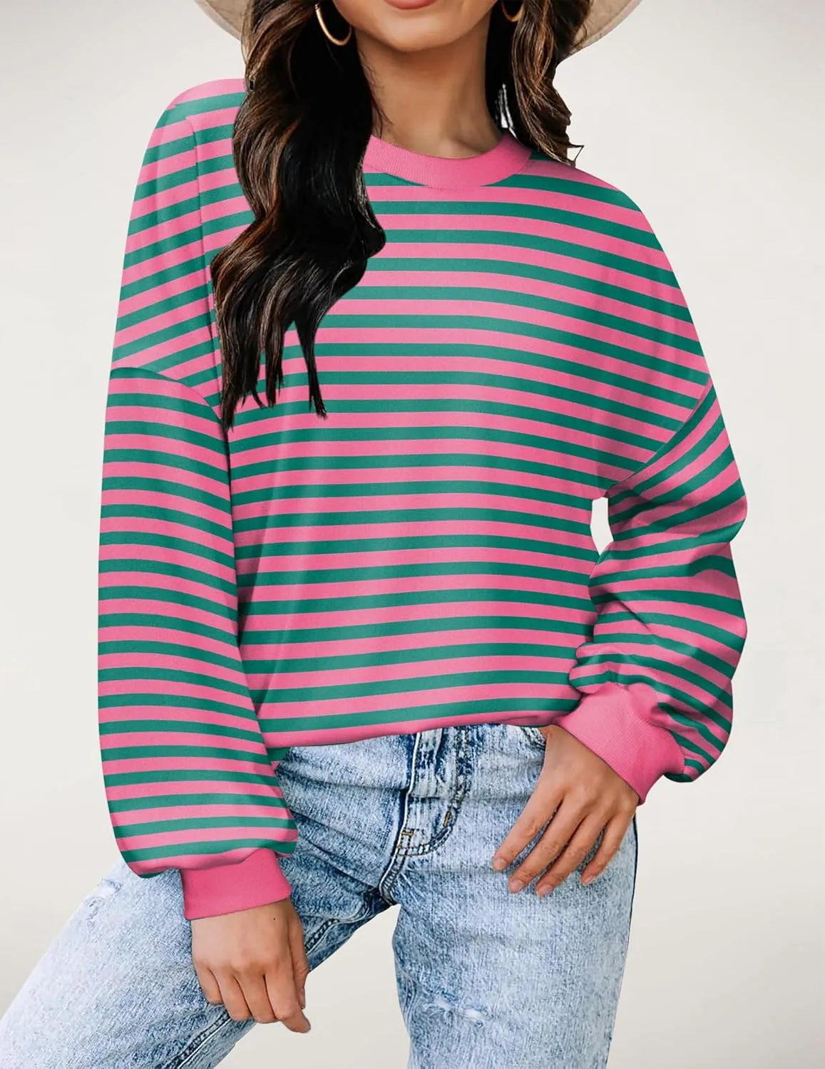 Zeagoo Women Crewneck Sweatshirts Pullover Tops Long Sleeve Shirts Loose Fit Tops Casual Fall Outfits Y2K Clothes 2024