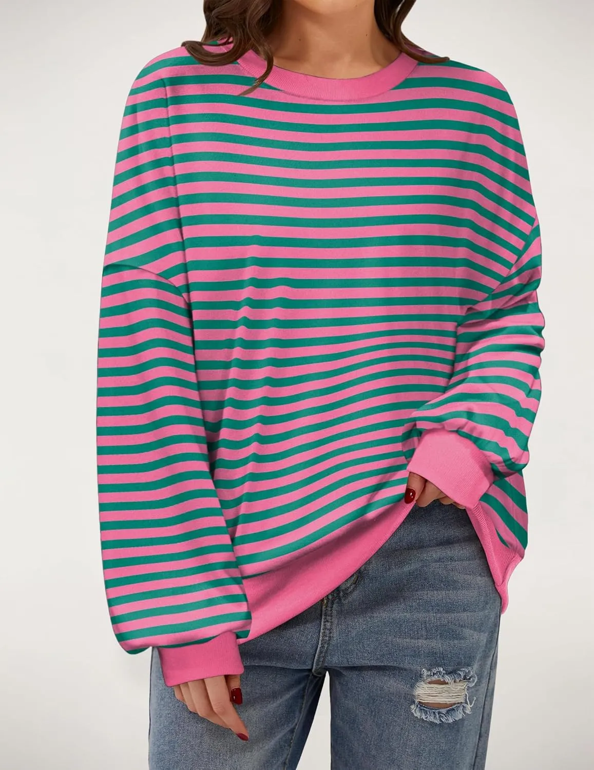 Zeagoo Women Crewneck Sweatshirts Pullover Tops Long Sleeve Shirts Loose Fit Tops Casual Fall Outfits Y2K Clothes 2024
