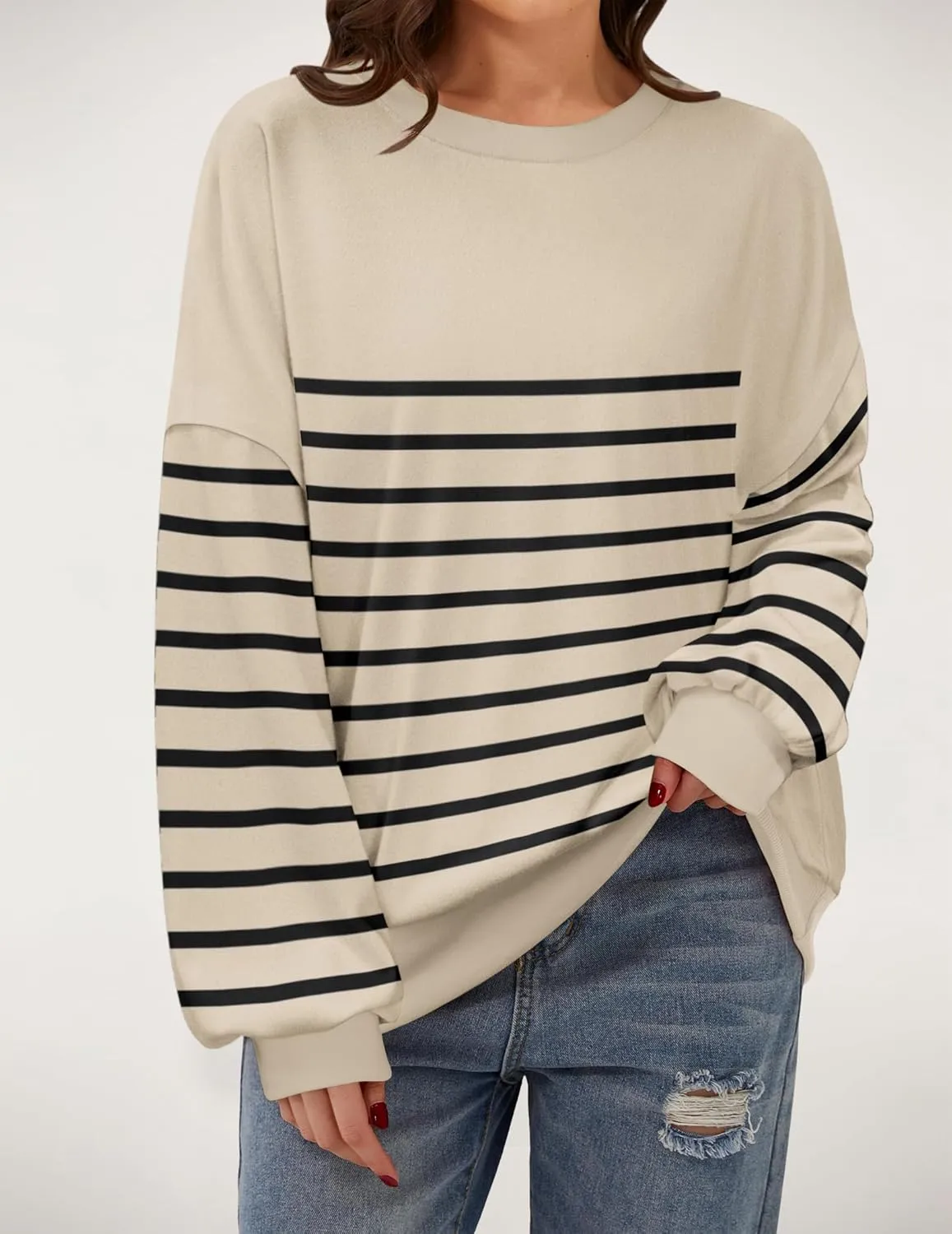 Zeagoo Women Crewneck Sweatshirts Pullover Tops Long Sleeve Shirts Loose Fit Tops Casual Fall Outfits Y2K Clothes 2024