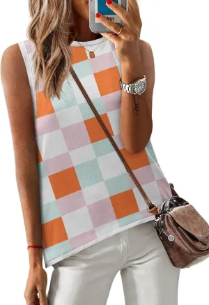 Zeagoo Womens Sleeveless Tops Knit Summer Tank Top 2025 Crew Neck Casual Loose Fit Spring Shirts Beach Blouses