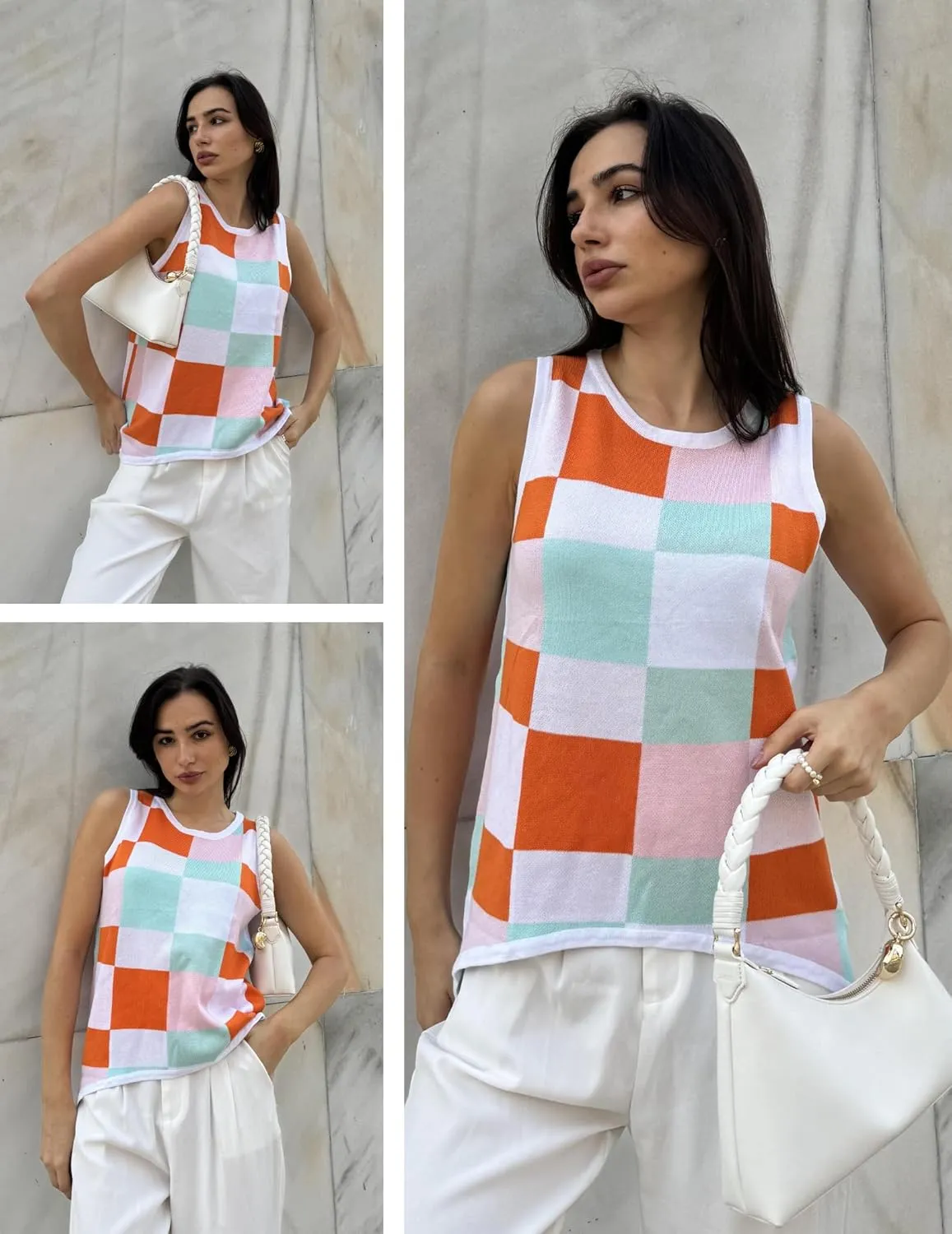 Zeagoo Womens Sleeveless Tops Knit Summer Tank Top 2025 Crew Neck Casual Loose Fit Spring Shirts Beach Blouses