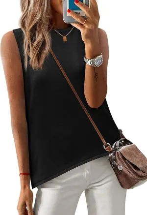 Zeagoo Womens Sleeveless Tops Knit Summer Tank Top 2025 Crew Neck Casual Loose Fit Spring Shirts Beach Blouses