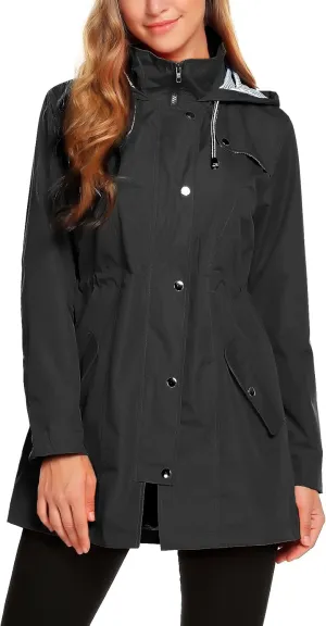 ZHENWEI Womens Lightweight Hooded Waterproof Active Outdoor Rain Jacket S-XXL
