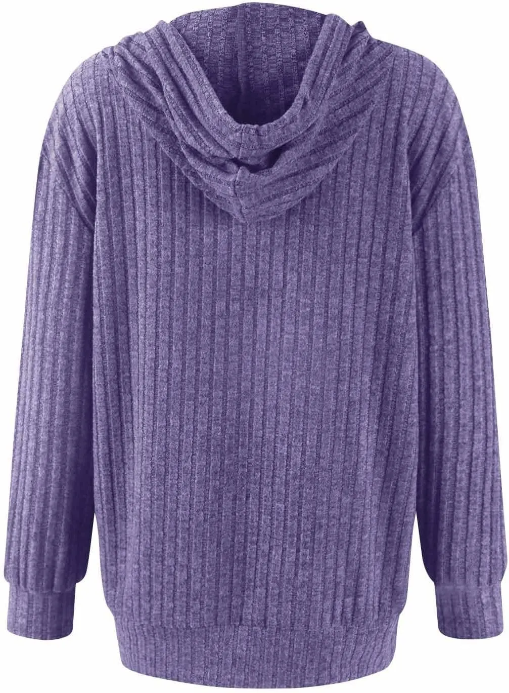 Zip Up Hoodie Women Lightweight Ribbed Knit Sweater Hoodie Cozy Long Sleeve Sweater Tops Fall Sweater with Pocket