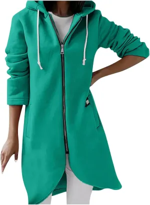 Zip Up Hoodie Women,2024 Trendy Irregular Hem Oversized Hoodies Long Tunic Sweatshirt Open Front Cardigan Jacket