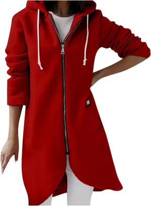 Zip Up Hoodie Women,2024 Trendy Irregular Hem Oversized Hoodies Long Tunic Sweatshirt Open Front Cardigan Jacket