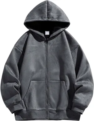 Zip Up Hoodies for Men Fleece Cotton Casual Lightweight Long Sleeve Track Jackets with Pockets Jersey Sweatshirts