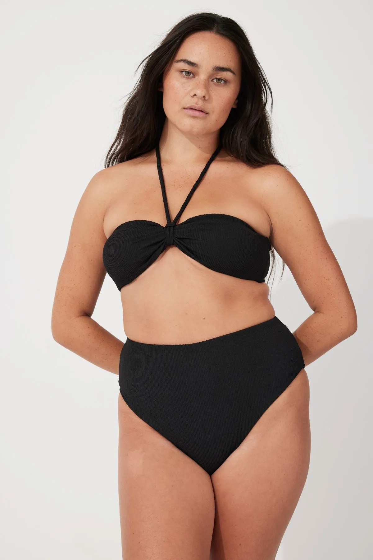Zulu & Zephyr 'Black Textured Waisted Full Brief'